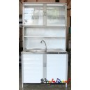 CA101X : ตู้ครัวสูงพร้อมอ่างและตู้ลอย 100 ซม. เมททาไล้ท์