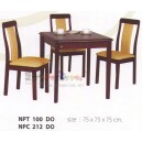 NPT100DO_NPC212DO : ชุดโต๊ะอาหาร 75 ซม. 3 ที่นั่ง สีดีโอ