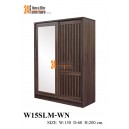 W15SLM : ตู้เสื้อผ้า 5 ฟุต บานเลื่อน ประตูกระจกเงายาว 1 บาน
